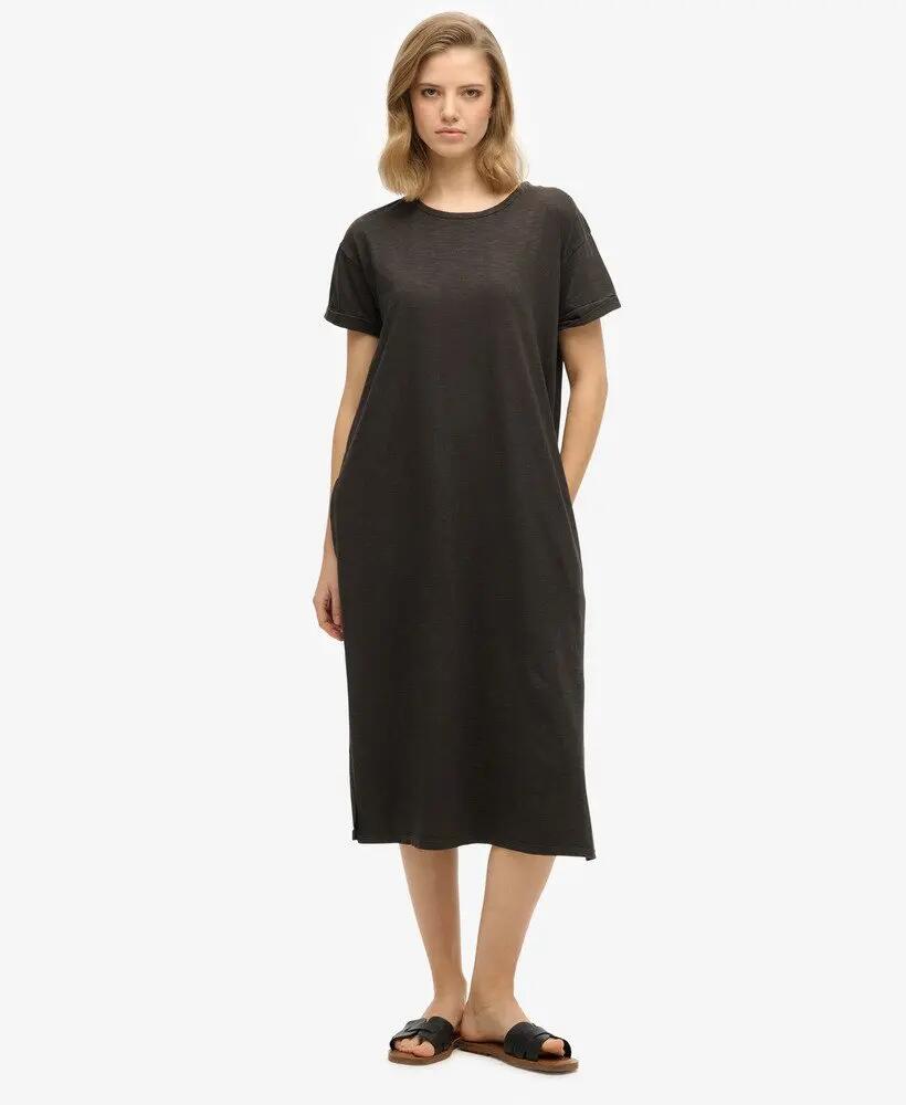 superdry Midi T-shirt Dress em algodão – Preto 2/6