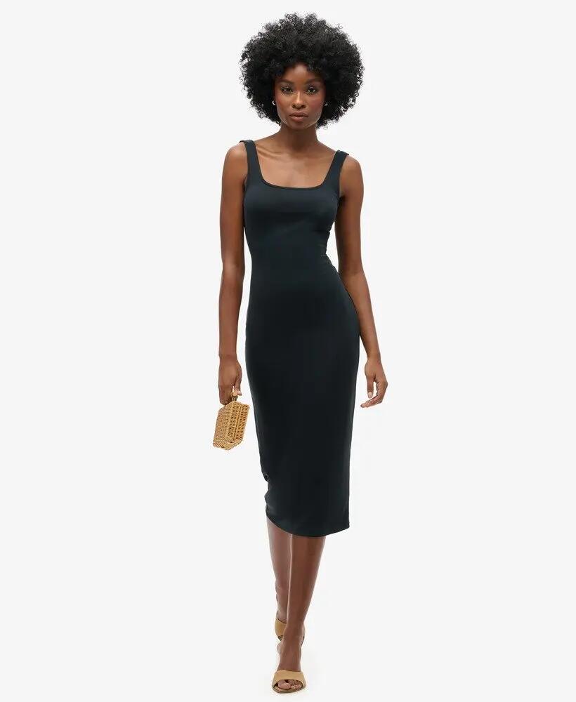 superdry Vestido Midi Jersey com Decote Quadrado – Preto 2/6
