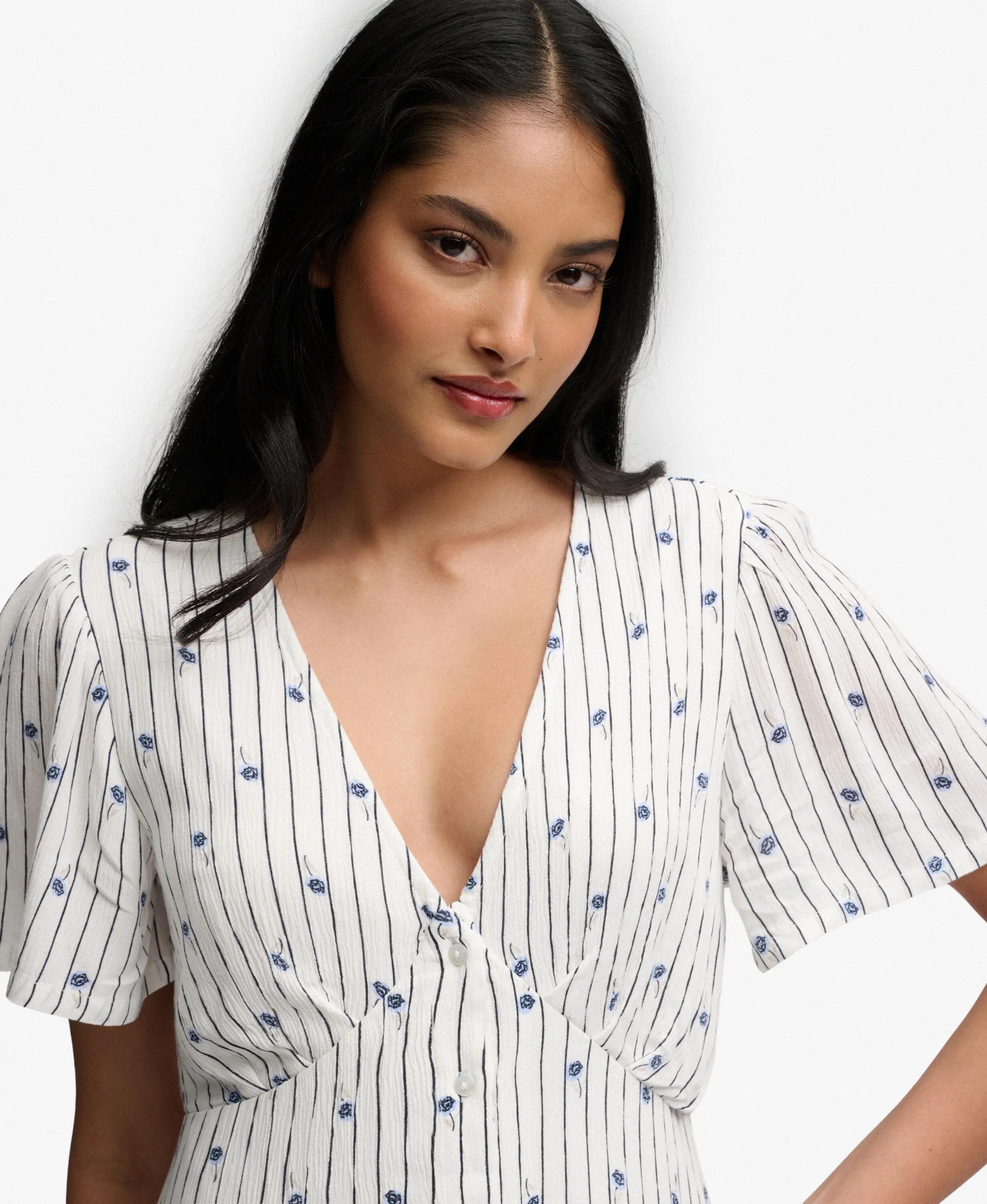 superdry Vestido midi tea estampado com botões em viscose 3/7