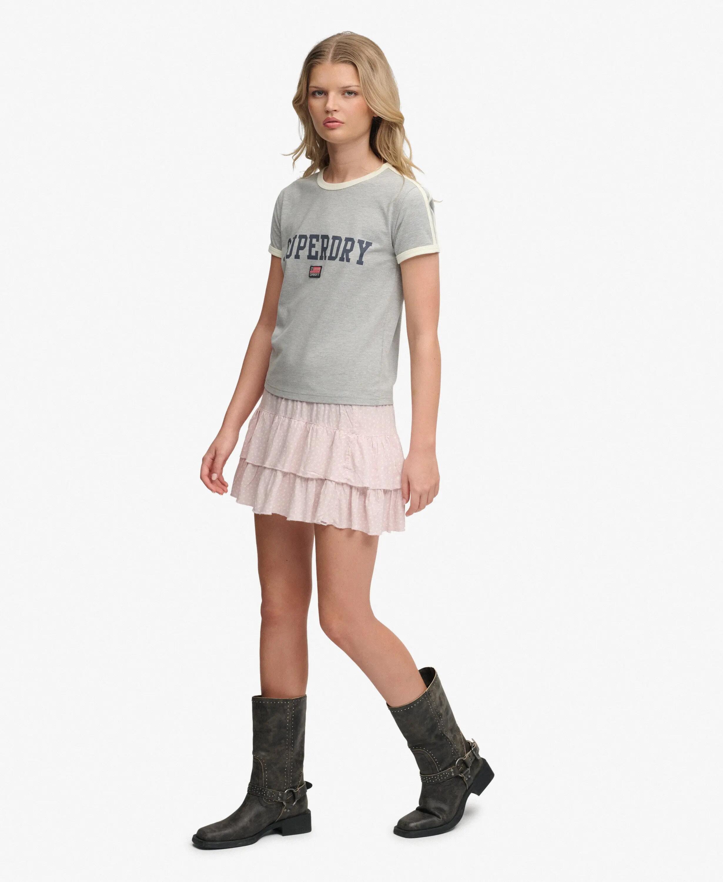 superdry Saia mini às camadas estampada em viscose 5/7