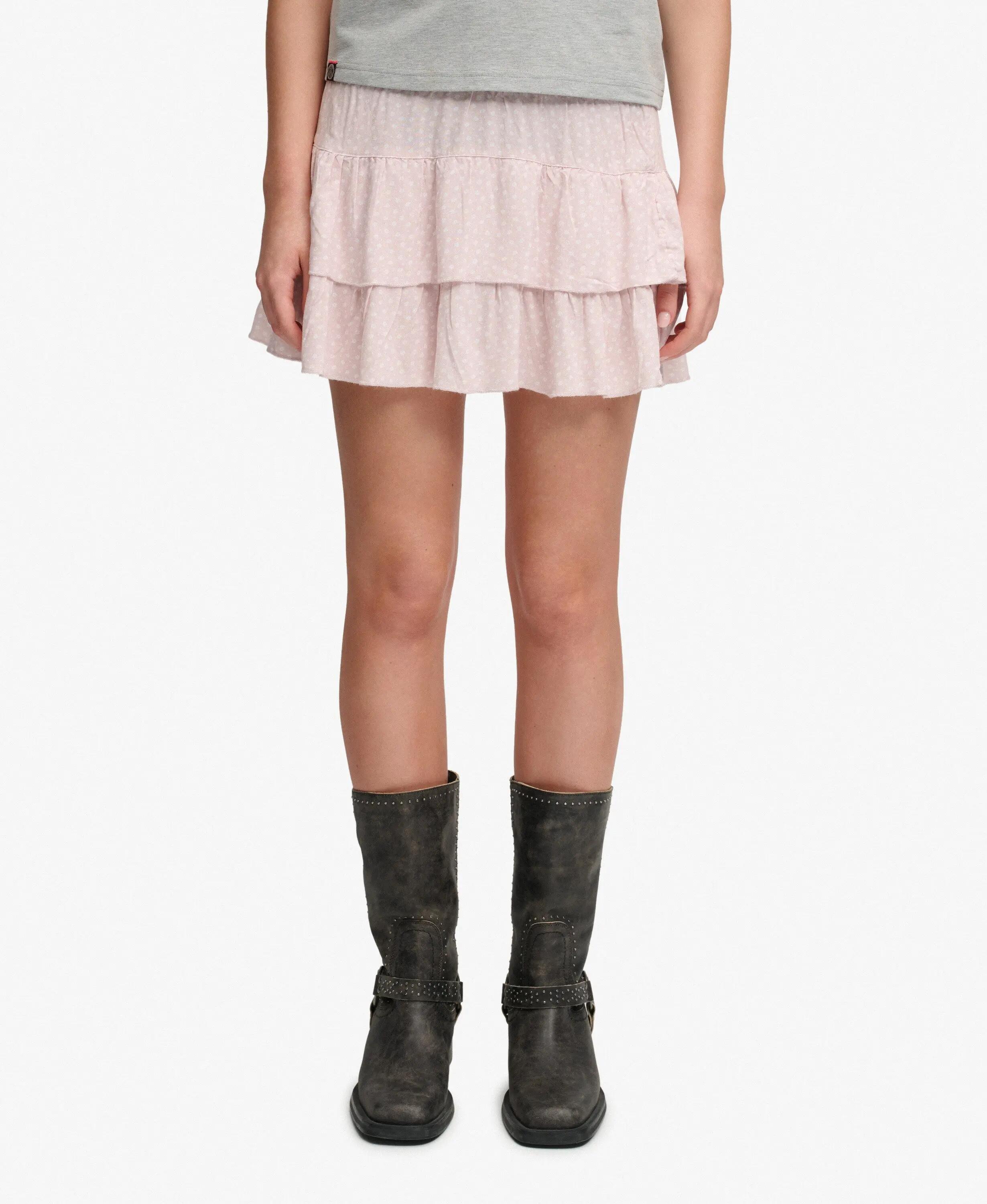 superdry Saia mini às camadas estampada em viscose 3/7