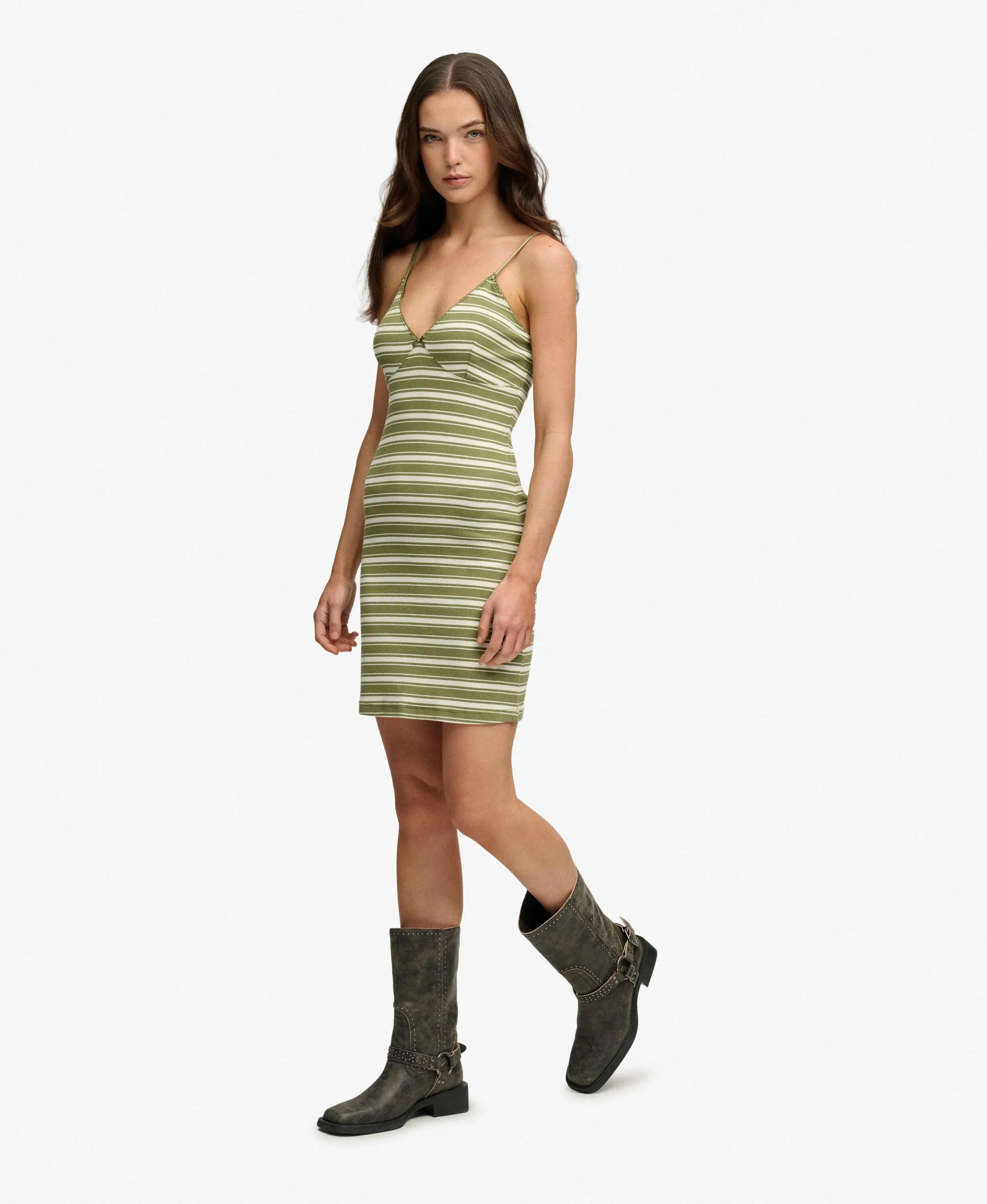 superdry Vestido mini em jersey canelado às riscas 3/7