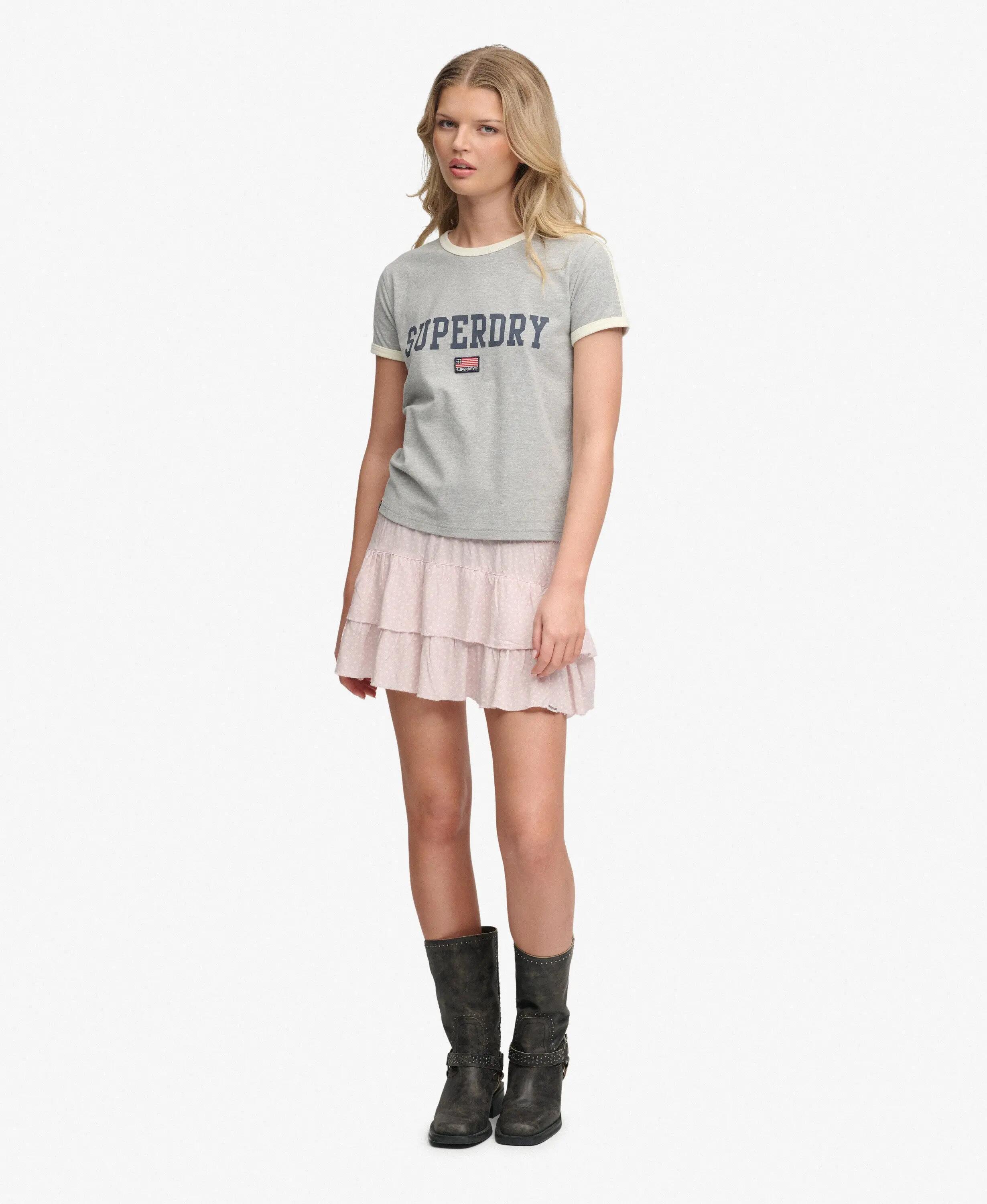superdry Saia mini às camadas estampada em viscose 2/7