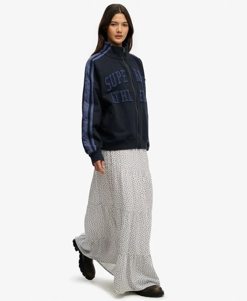 superdry Szyfonowa spódnica maxi w warstwach z wiskozy – Off White Ditsy Hearts 5/5