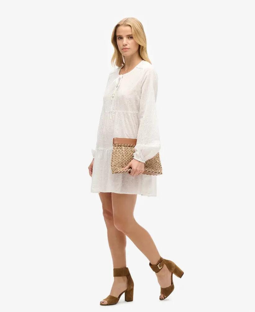 superdry Ibiza lange mouw gelaagde mini-jurk met glinsterdraad 5/7