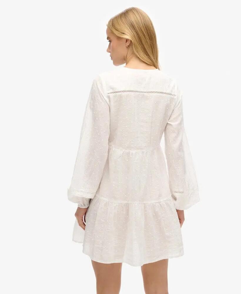 superdry Ibiza lange mouw gelaagde mini-jurk met glinsterdraad 4/7