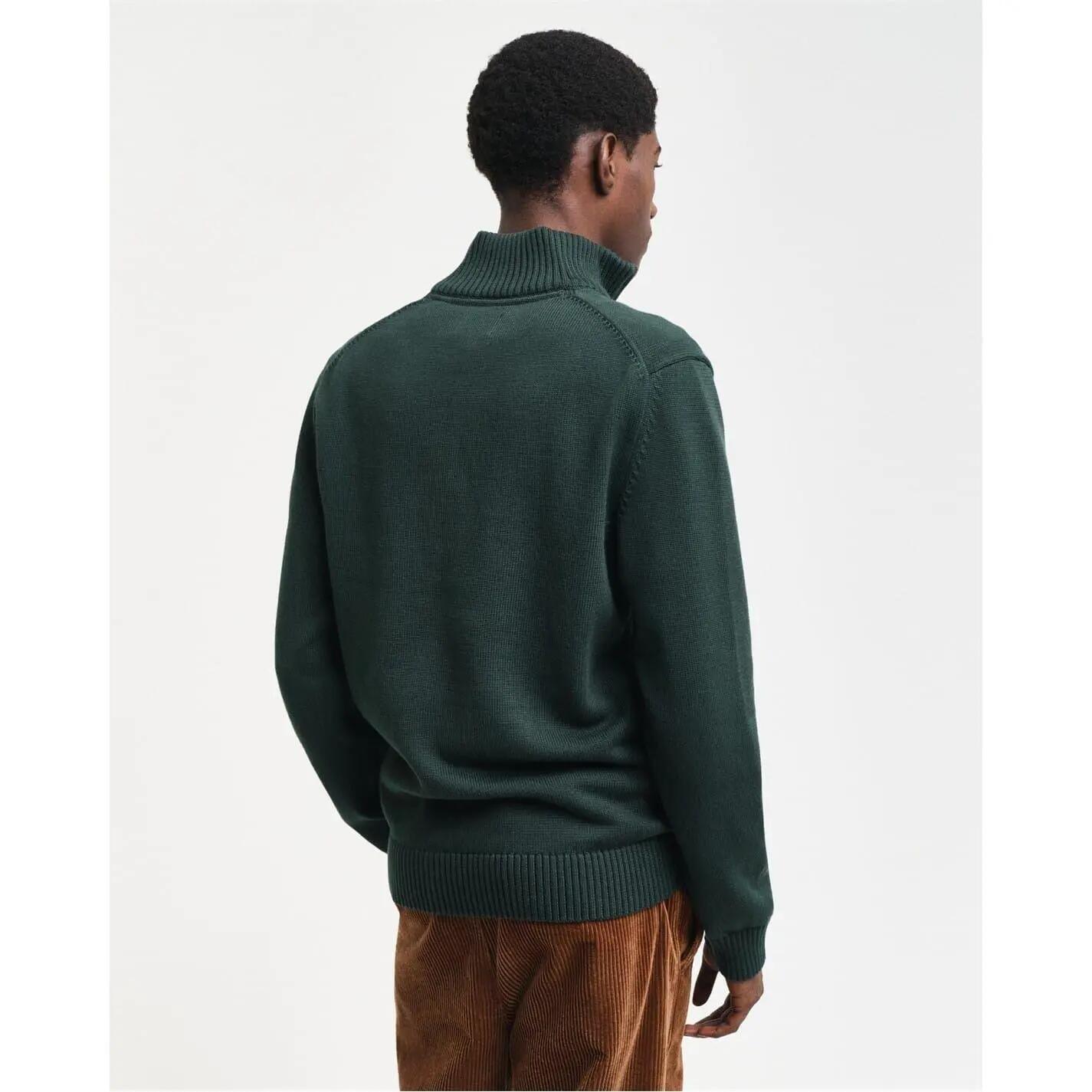 Mens Micro Textured Half Zip Sweatshirt (Tartan Green) 2/5