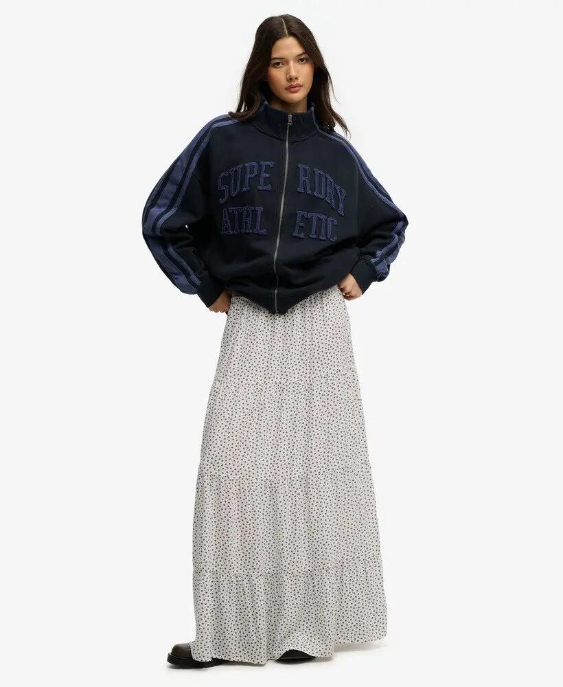 superdry Szyfonowa spódnica maxi w warstwach z wiskozy – Off White Ditsy Hearts 2/5