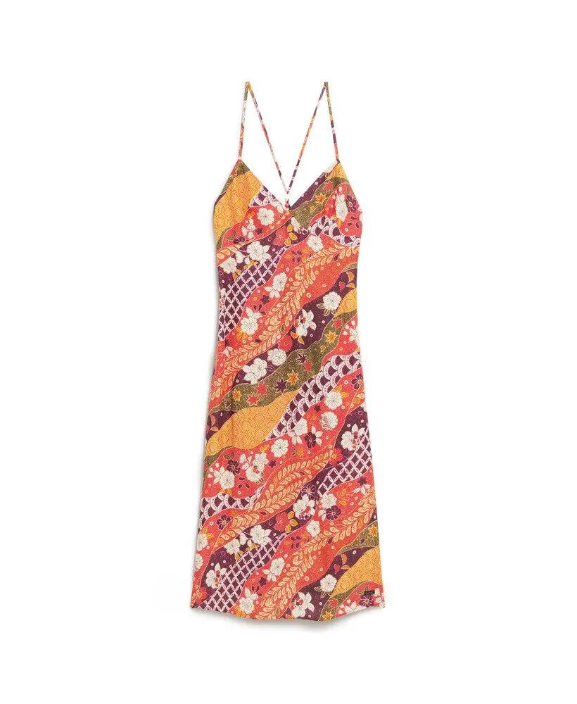 superdry Gedrukt midi slip jurkje in viscose/cupro 7/7