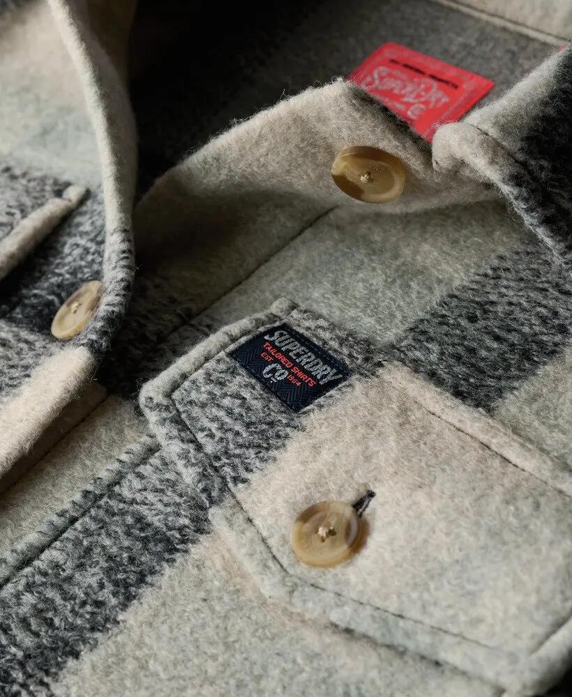 superdry Heavyweight Unlined Overshirt donna in check Pale Blue/Black/Ivory – 5/6