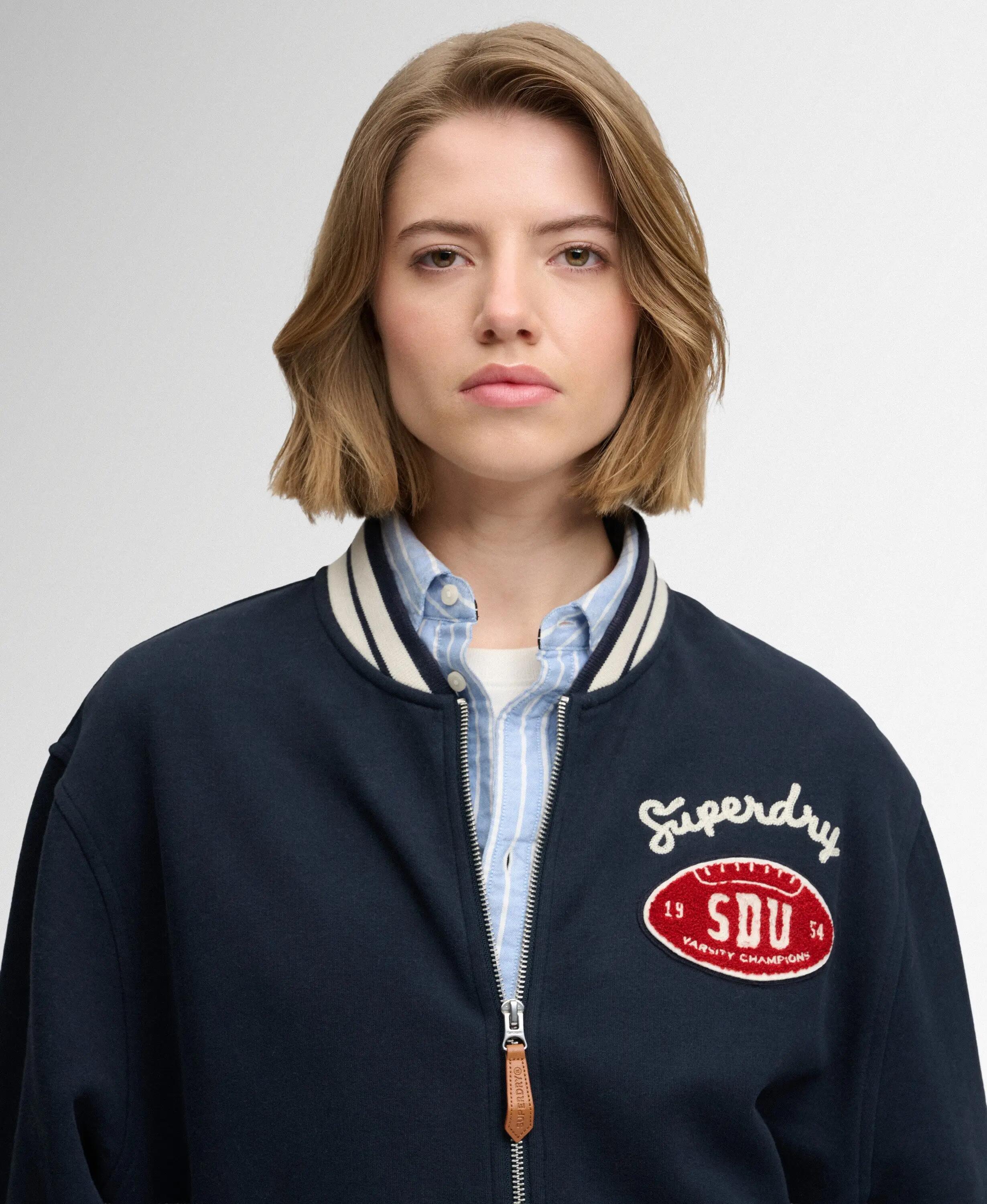 superdry Country Club Jersey Bomber Jacket – bomber in jersey, vestibilità boxy 4/7