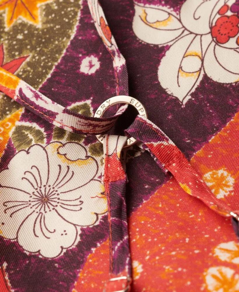 superdry Gedrukt midi slip jurkje in viscose/cupro 5/7