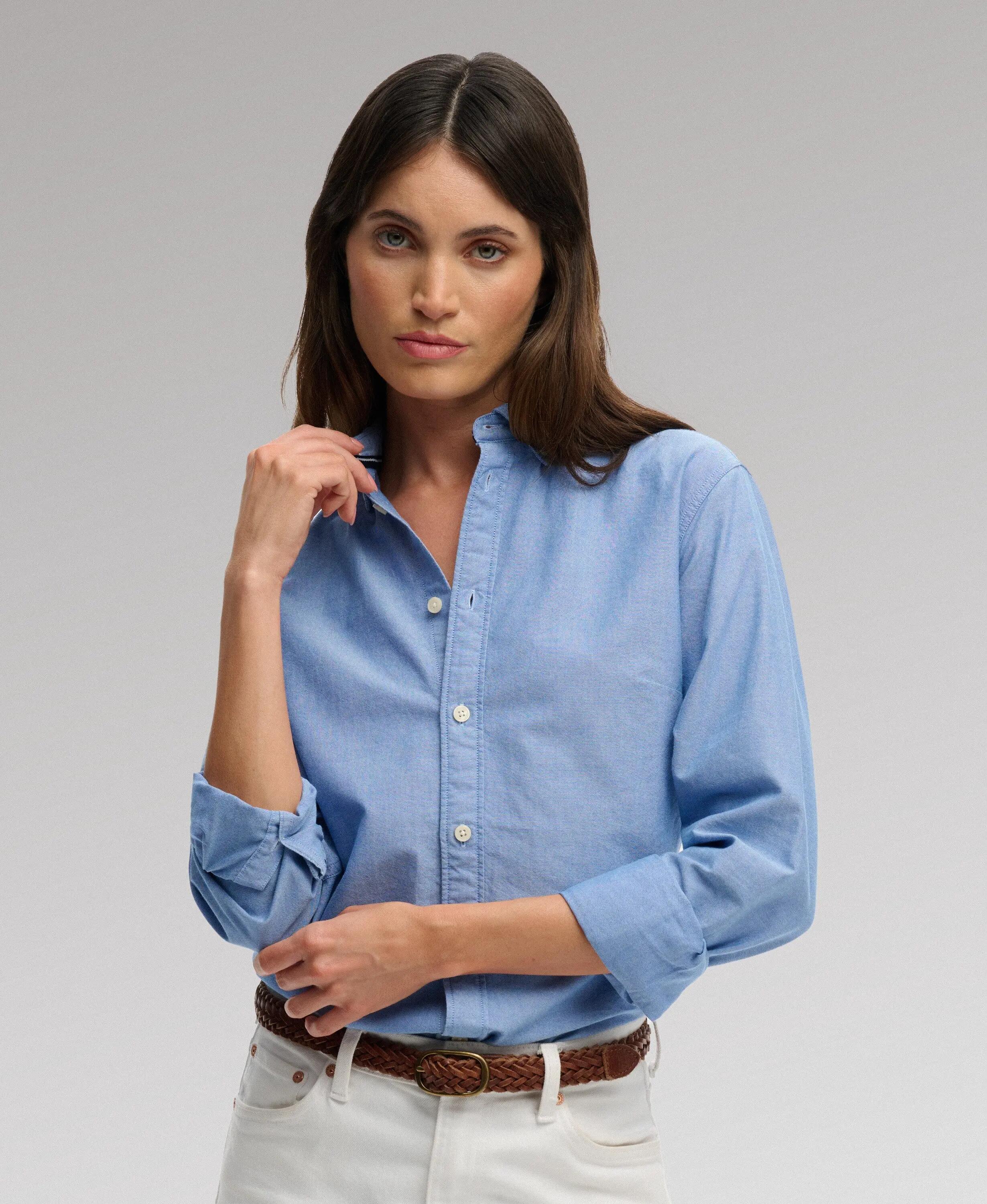 superdry Camicia Slim Oxford maniche lunghe in cotone – AZURE BLUE CHAMBRAY 2/7