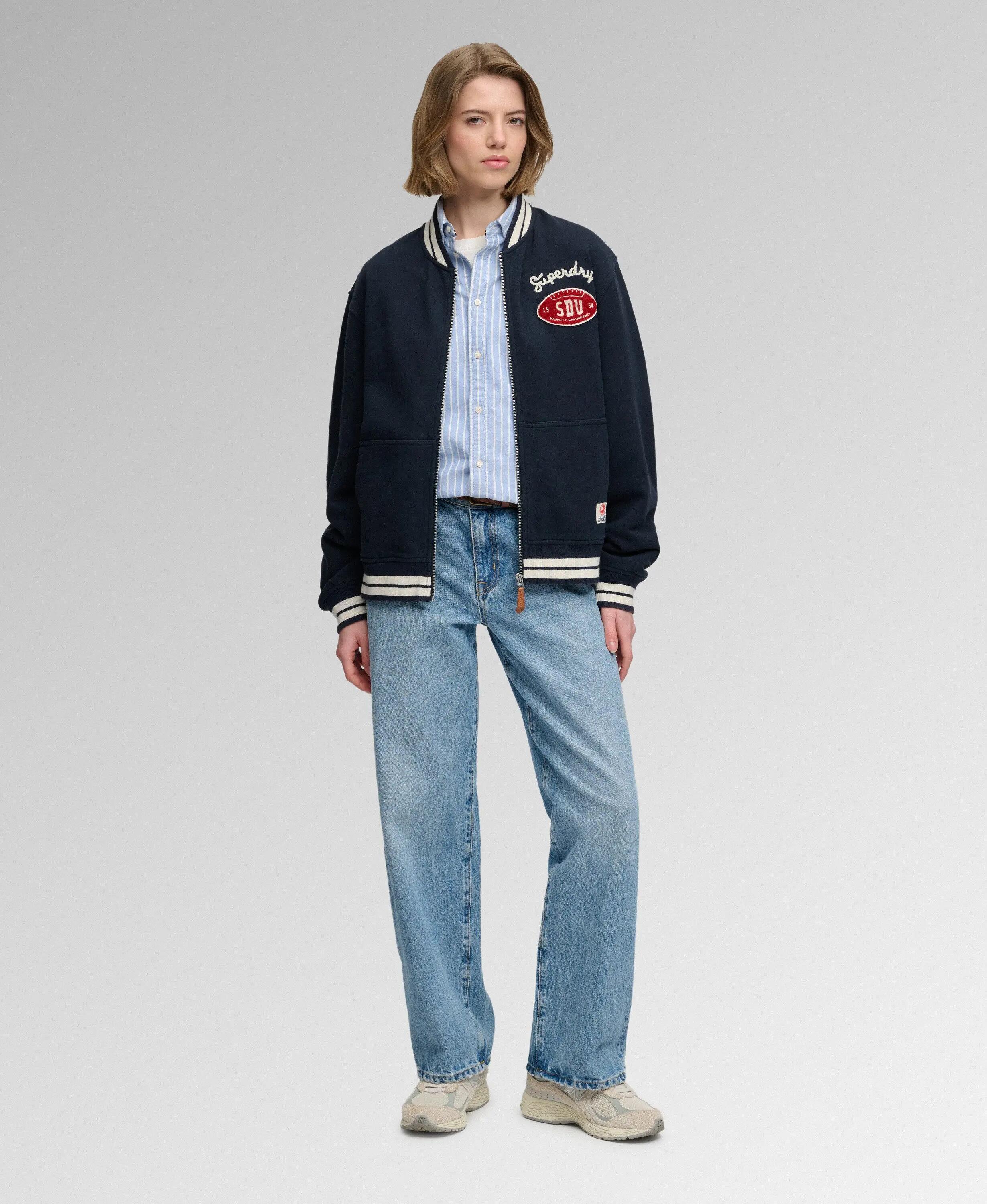 superdry Country Club Jersey Bomber Jacket – bomber in jersey, vestibilità boxy 3/7