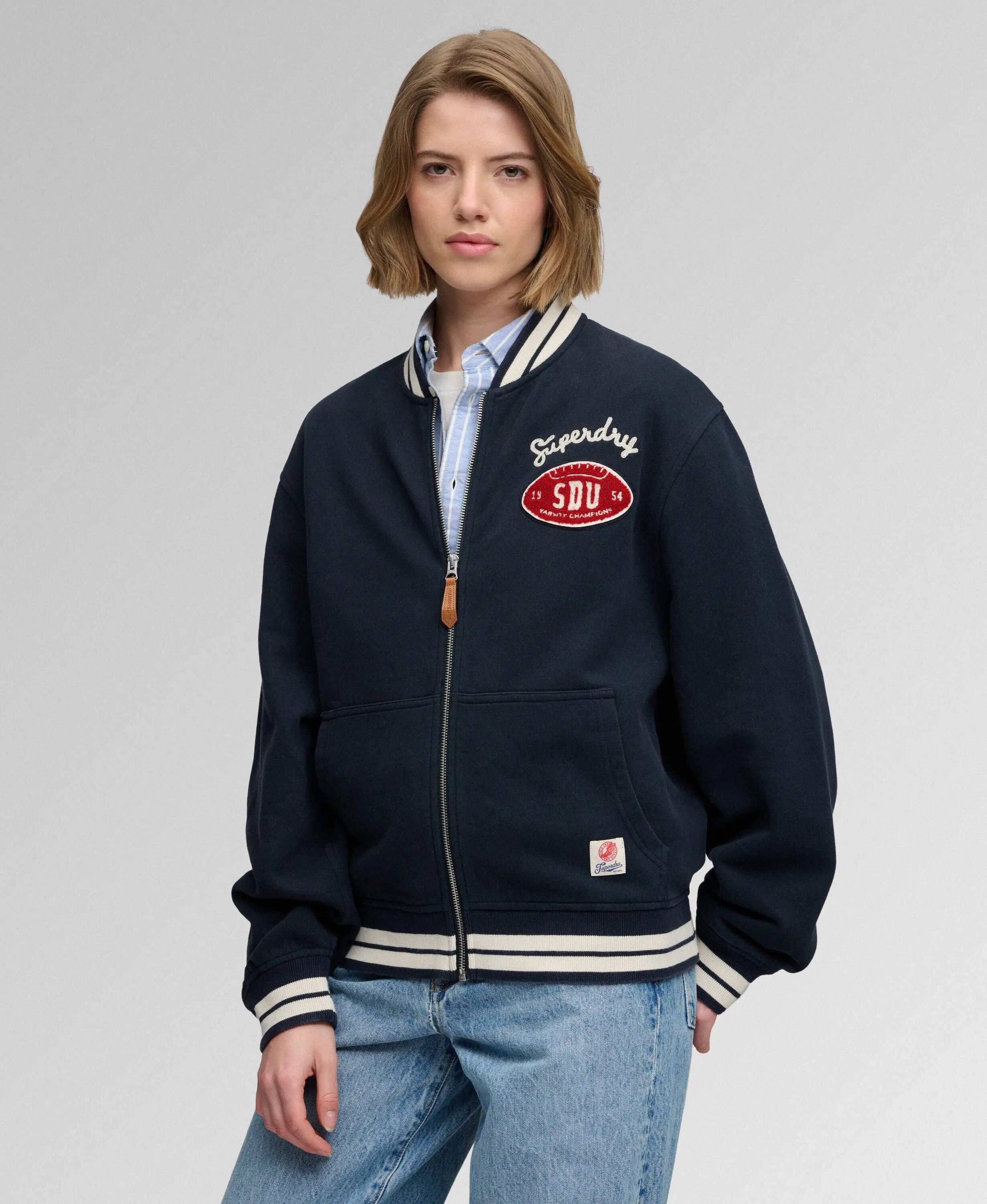 superdry Country Club Jersey Bomber Jacket – bomber in jersey, vestibilità boxy 2/7