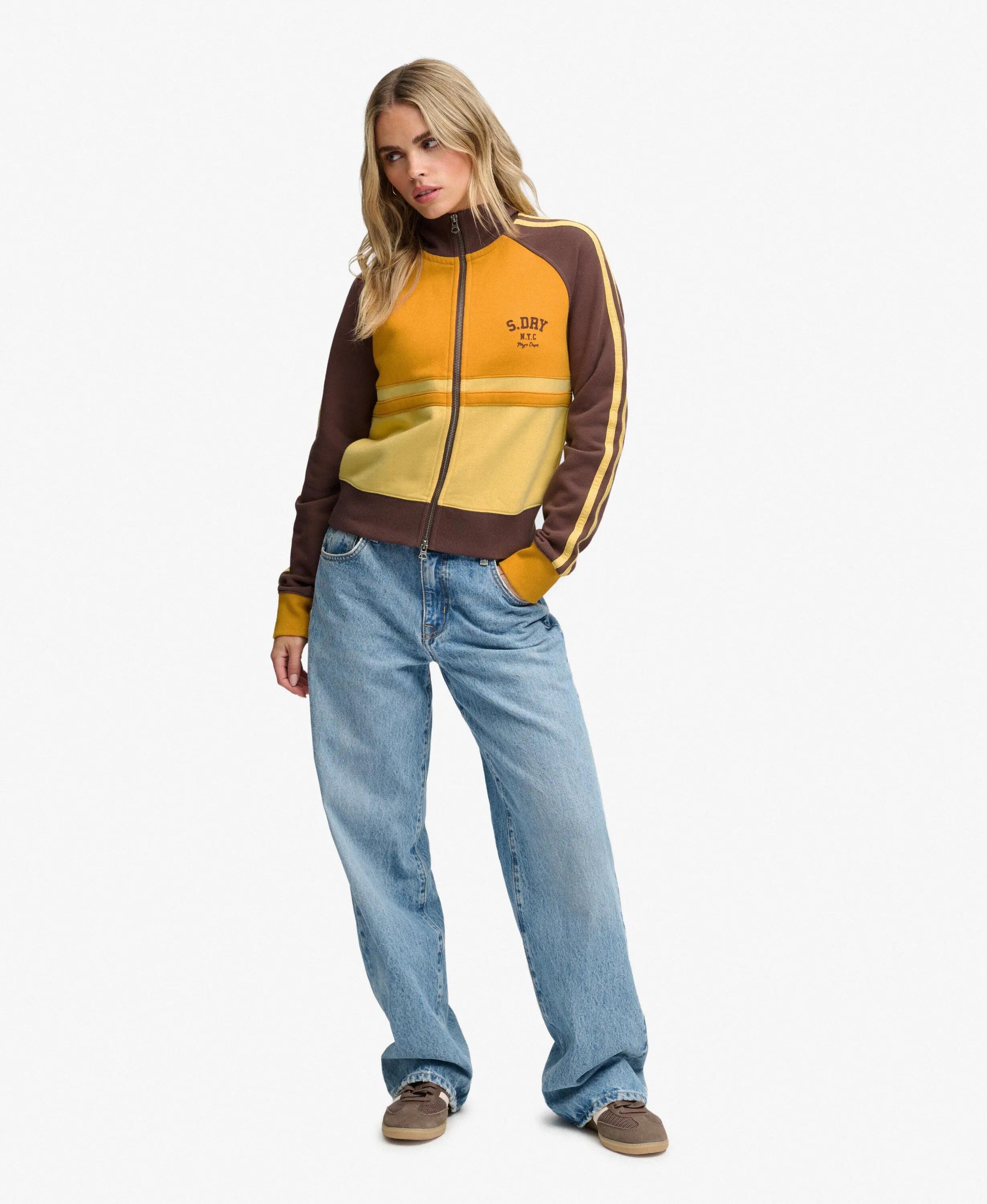 superdry Cult Zip Through Track Top Sportliche Zipjacke im Colourblock – French 3/7