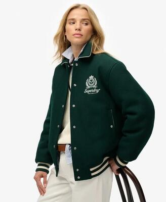 Superdry country club bomberjack in wolmix – enamel green