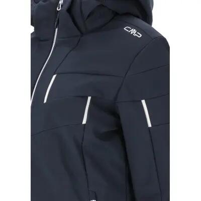 cmp Giacca Donna Zip con Cappuccio Blu/Bianco in Poliestere Elastico 3/4