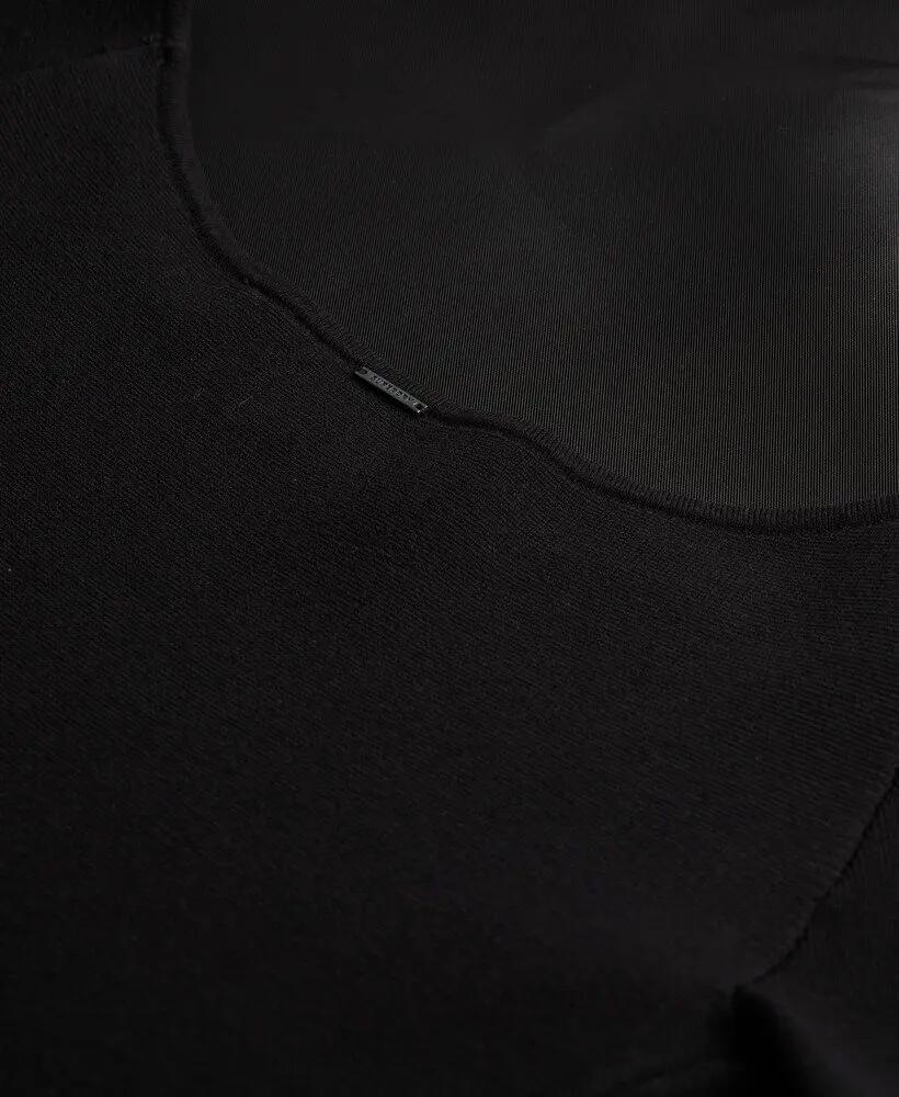 superdry Vestido midi tecido com mistura de materiais – Preto 7/7