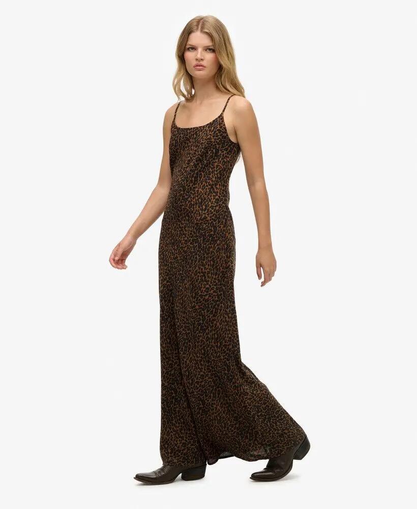 superdry Vestito lungo Bias Cut in viscosa Leona Leopard 3/6