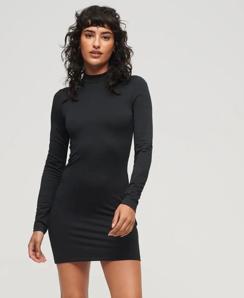 superdry Jersey mini-jurk met hoge hals en lange mouwen 1/5