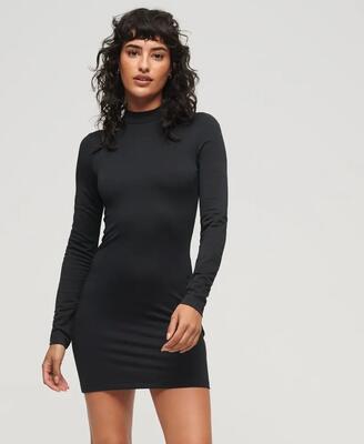 Superdry jersey mini-jurk met hoge hals en lange mouwen