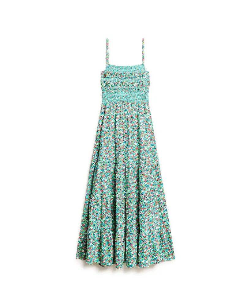 superdry Vestito lungo Smocked Cami in cotone con corpetto arricciato 7/7