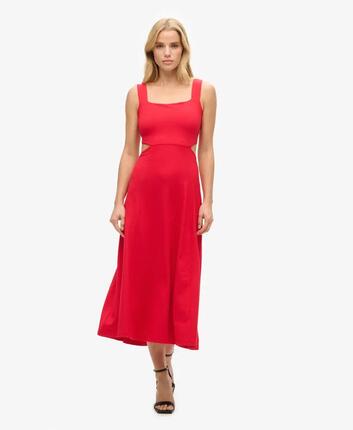 superdry Jersey Cutout Midi Kleid – Schwarz