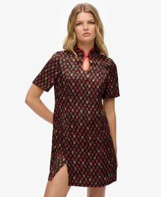 Superdry mandarin jacquard minijurk van lenzing™ ecovero™ viscose
