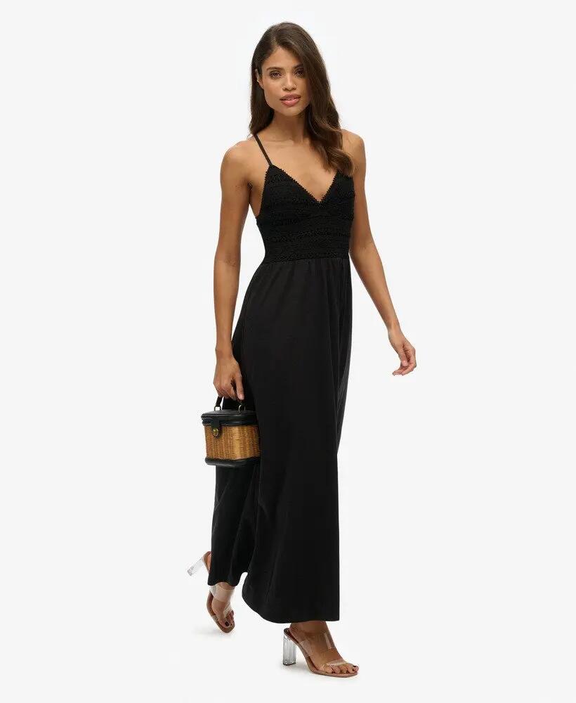 superdry Vestido maxi em jersey com renda - 100% algodão 4/5