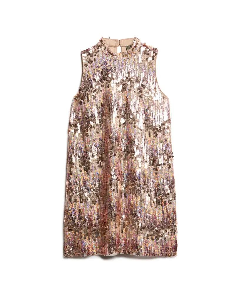 superdry Vestido mini A-line com lantejoulas Rosa Multicolor 7/7