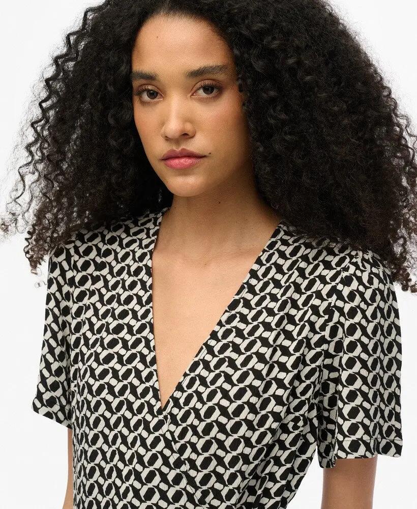 superdry Vestido curto envelope estampado em viscose 3/6