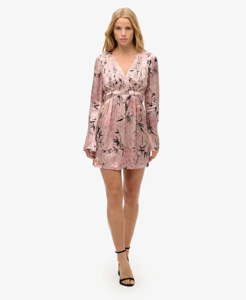 superdry Jacquard mini-jurk met uitlopende mouwen 1/7