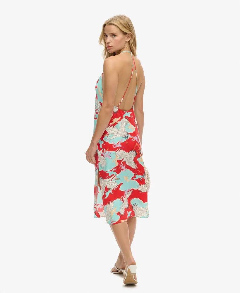 superdry Vestido slip midi estampado – corte slim 4/4