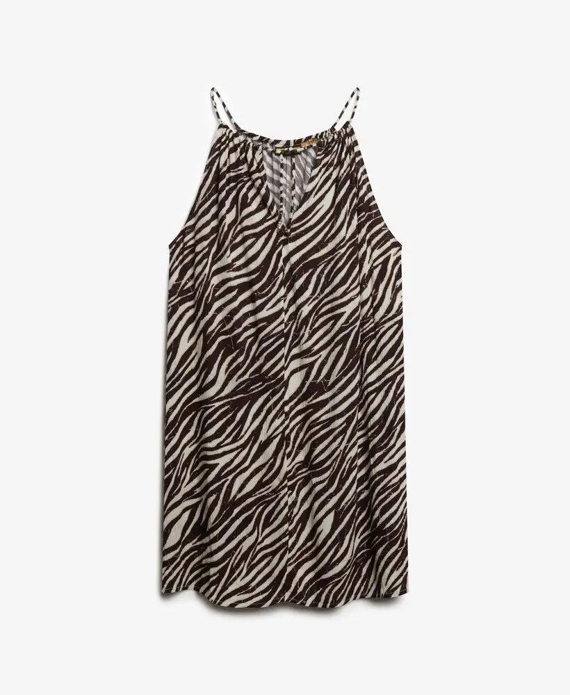 superdry Beach Cami Mini Dress, 100% viscose, Zebra Brown 6/6