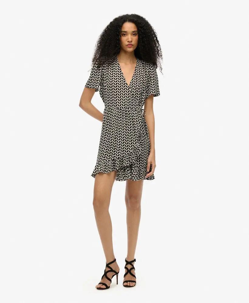 superdry Vestido curto envelope estampado em viscose 2/6