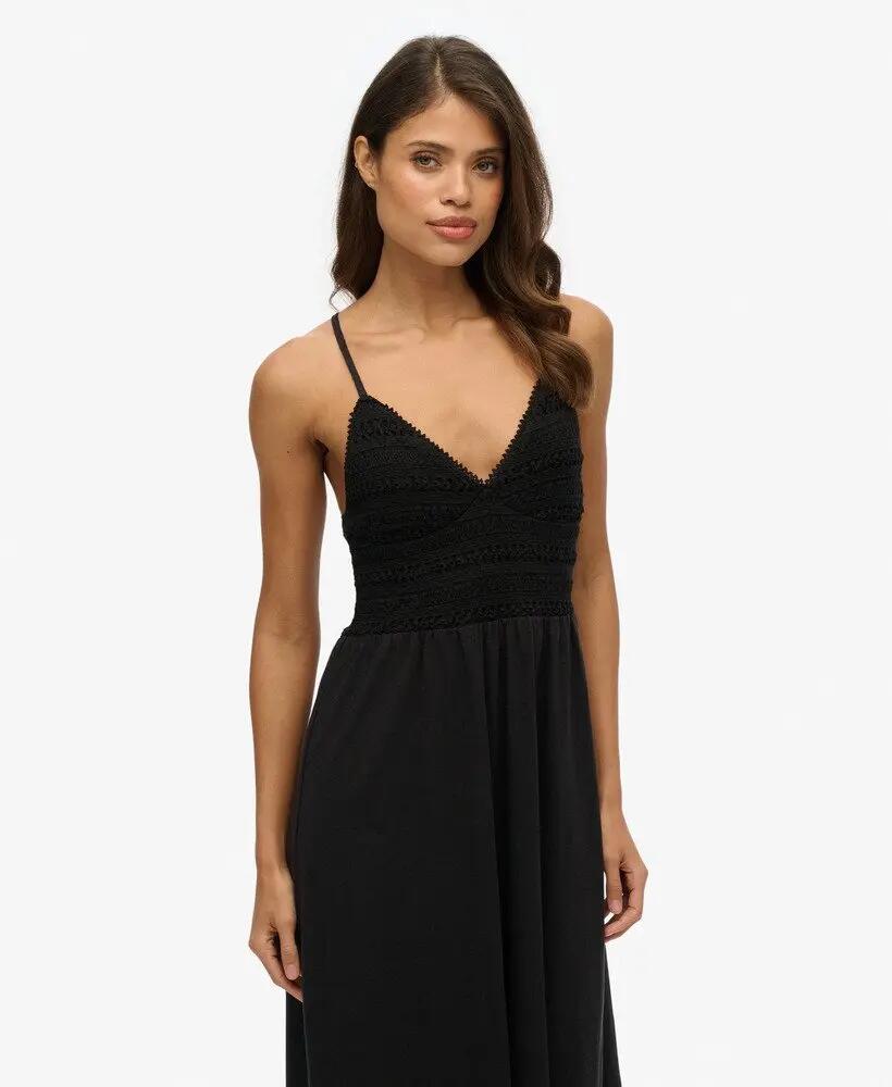 superdry Vestido maxi em jersey com renda - 100% algodão 3/5
