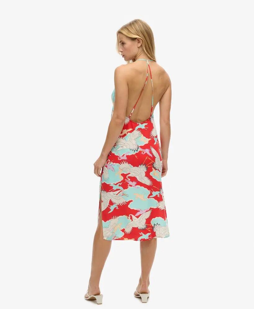superdry Vestido slip midi estampado – corte slim 3/4