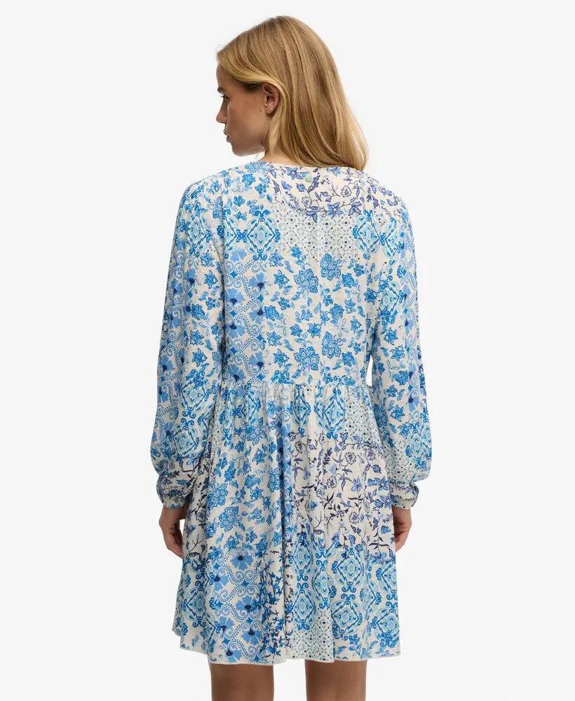 superdry Woven Gelaagd Mini Jurk - Blue Beach Geo 6/6