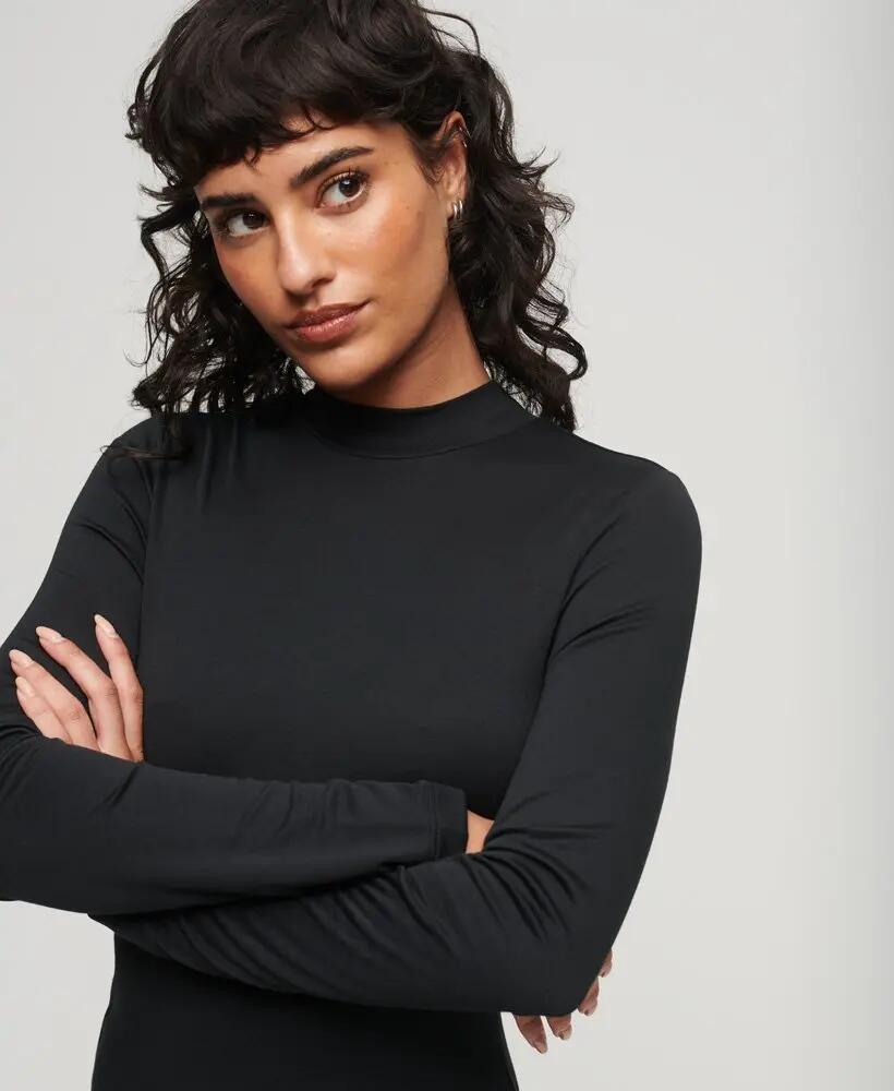 superdry Jersey mini-jurk met hoge hals en lange mouwen 2/5