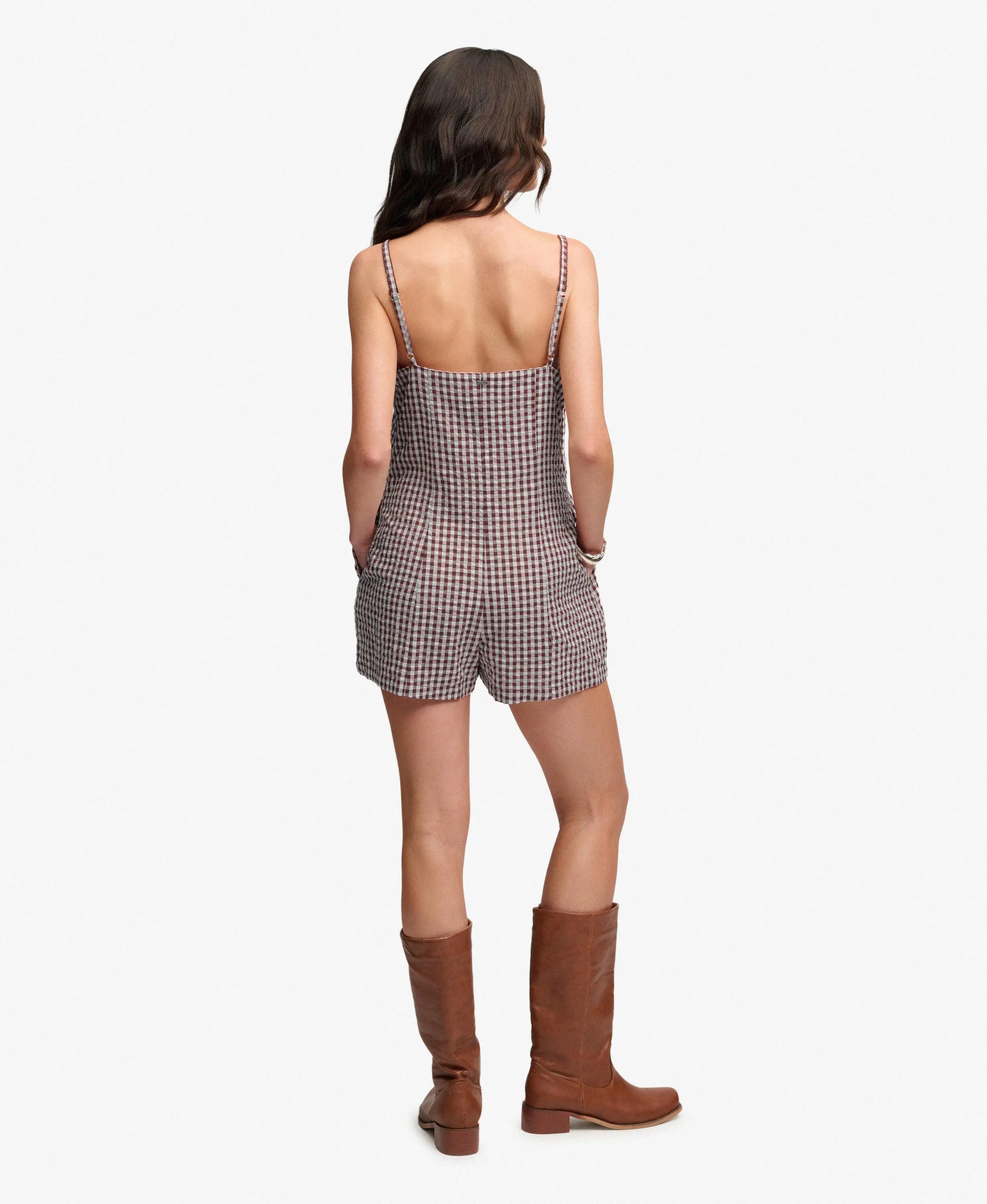 superdry Macacão Gingham Cami em algodão biológico com renda 6/7