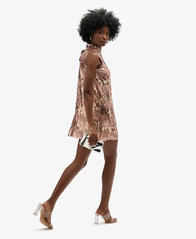 superdry Vestido mini A-line com lantejoulas Rosa Multicolor 4/7
