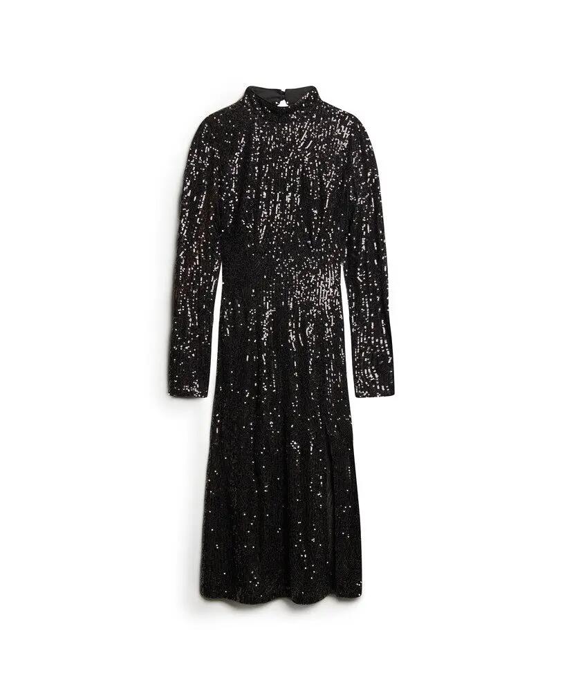 superdry Vestido midi de lantejoulas com costas descobertas 7/7