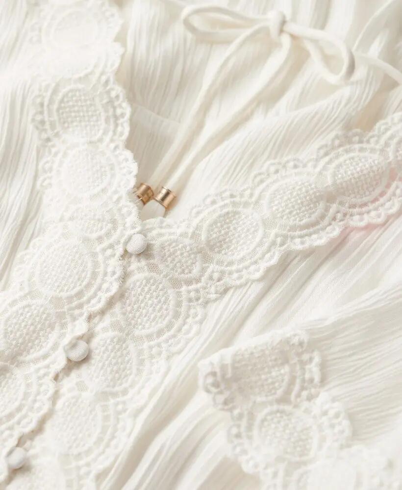 superdry Vestido midi Ibiza S/s Tea em viscose - OFF WHITE 6/6