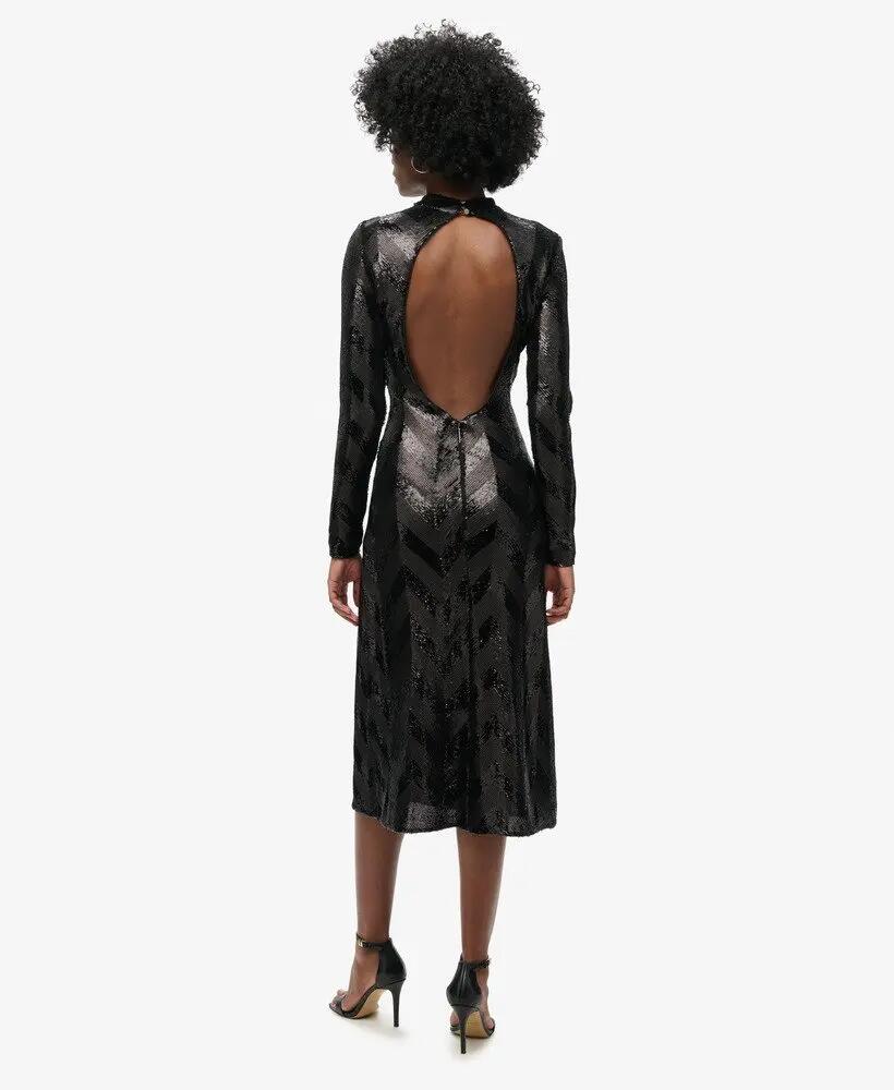 superdry Vestido midi Chevron Open Back com lantejoulas décor 4/7