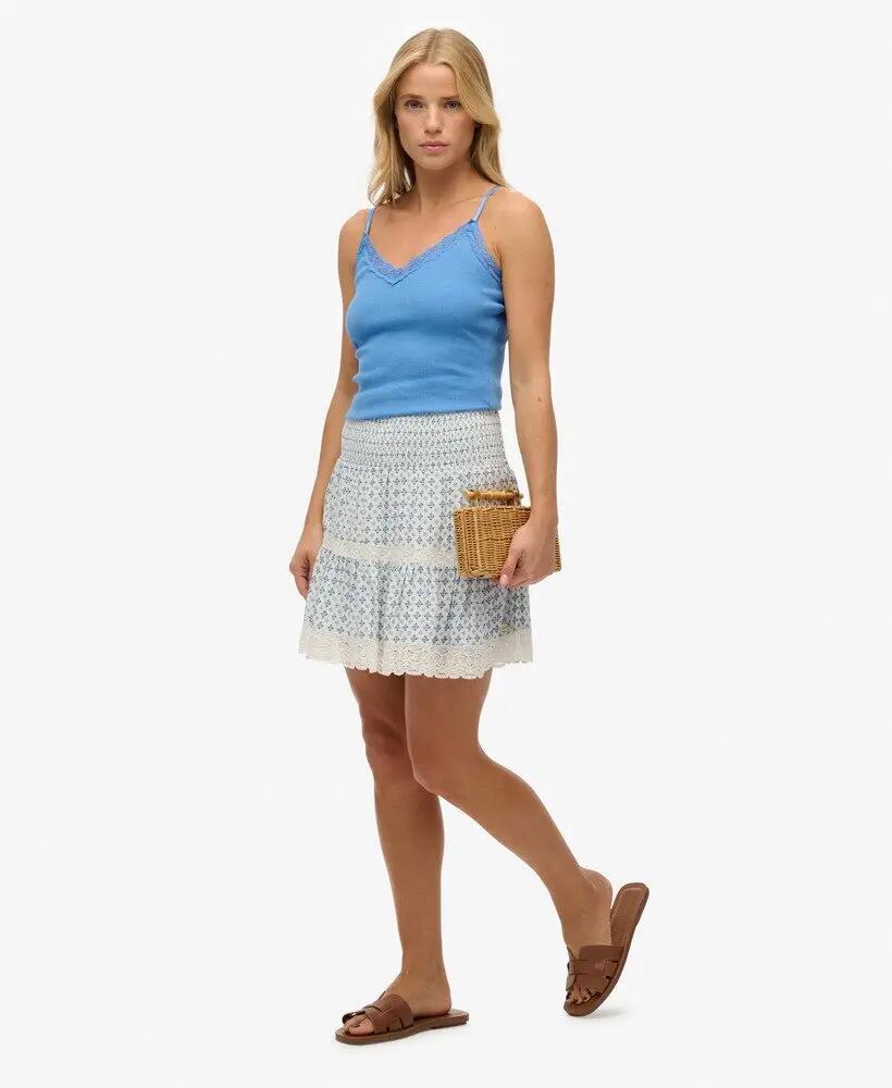 superdry Minissaia Estampada com Renda Ditsy Tile Blue 5/5
