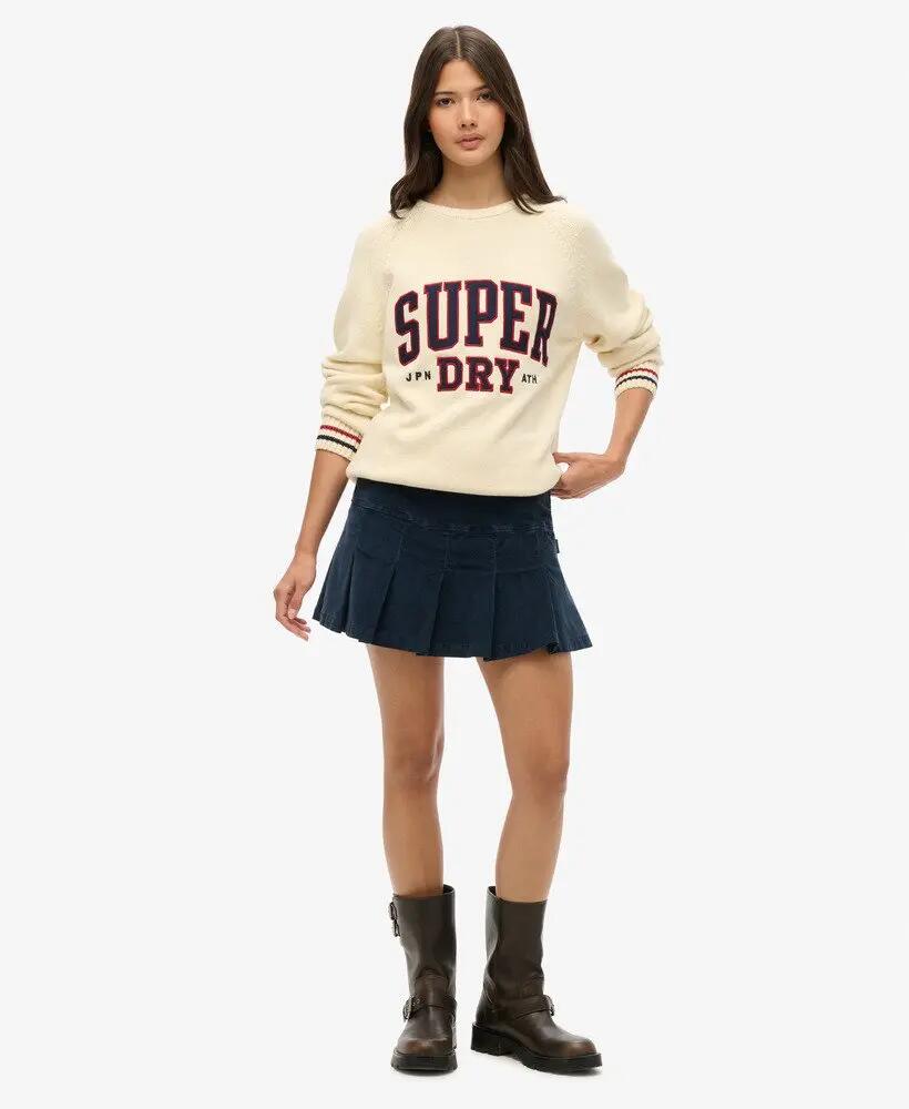 superdry Minigonna plissettata vintage in velluto a coste – NAUTICAL NAVY 2/4