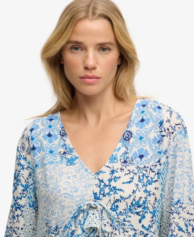 superdry Woven Gelaagd Mini Jurk - Blue Beach Geo 4/6