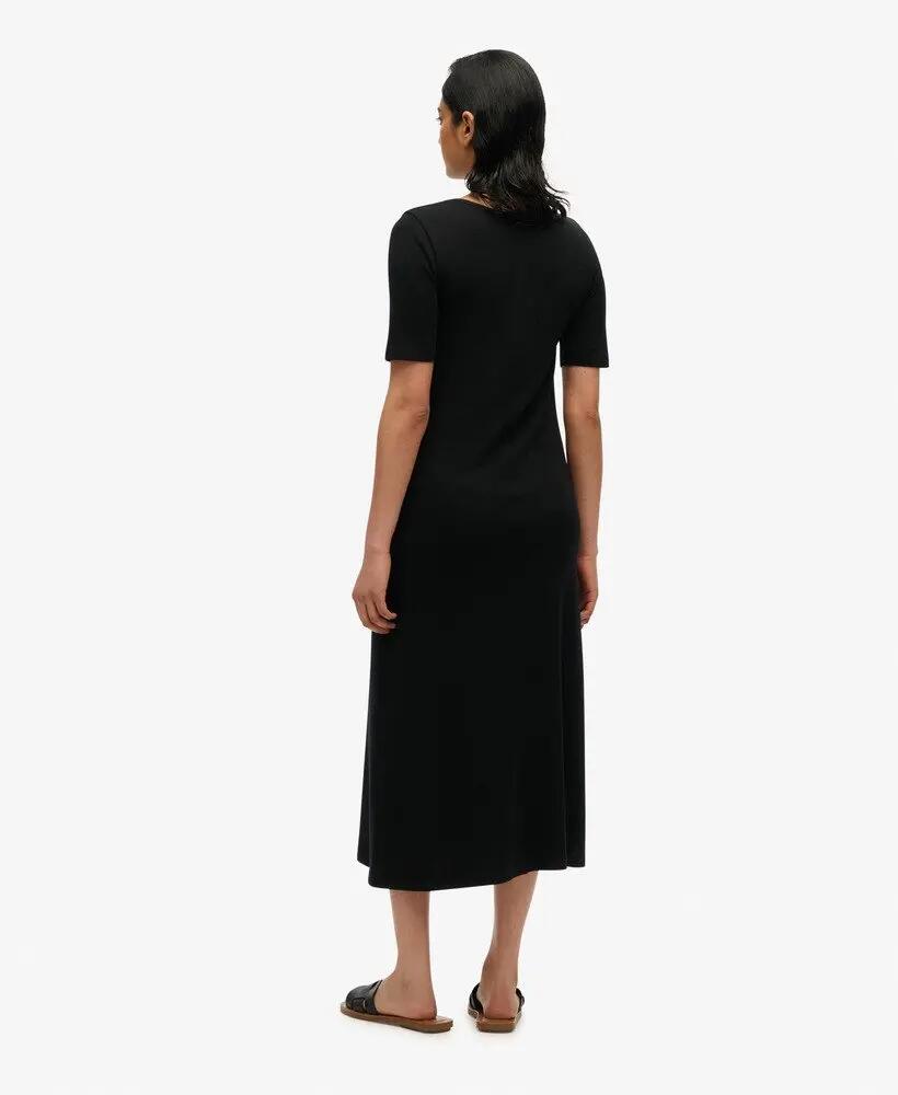 superdry Vestido midi em jersey decote quadrado – Preto 3/5