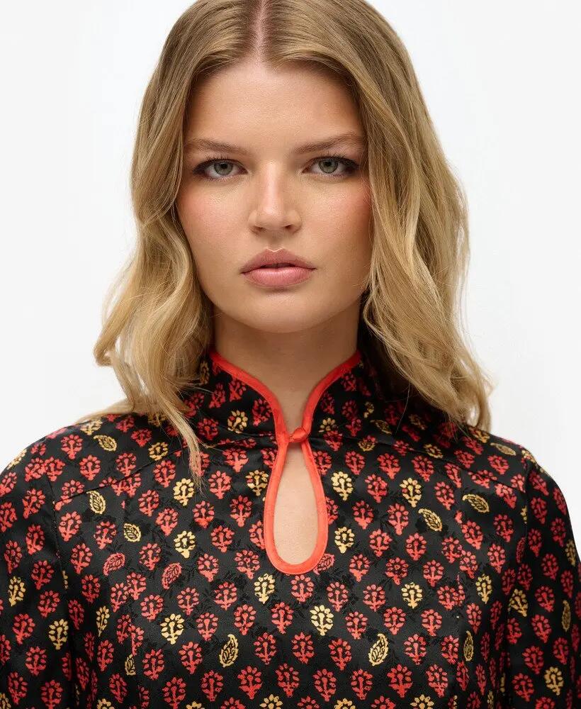 superdry Vestido curto Mandarin Jacquard em viscose 3/6